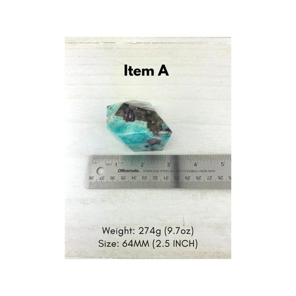 Amazonite Free Form, 274G Amazonite FreeForm, Amazonite Palm Stone, 64MM - Picture 6 of 7